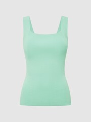 Reiss Mint Tamara Square Neck Ribbed Vest - Image 2 of 6