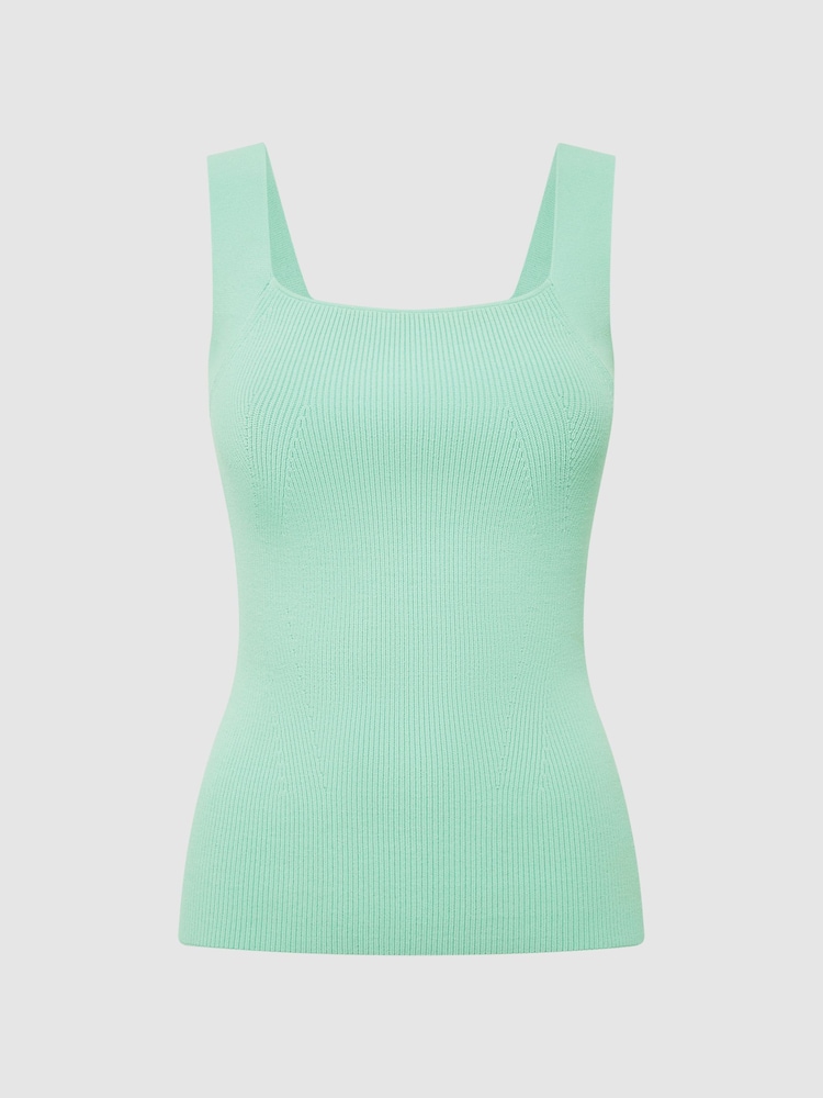 Reiss Mint Tamara Square Neck Ribbed Vest - Image 2 of 6