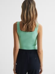 Reiss Mint Tamara Square Neck Ribbed Vest - Image 5 of 6