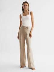 Reiss White Tamara Square Neck Ribbed Vest - Image 3 of 6