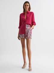 Reiss Fuschia Cammie Oversized Linen Shirt - Image 3 of 6