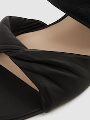 Reiss Black Eliza Slip on Leather Sandal Heels - Image 5 of 5