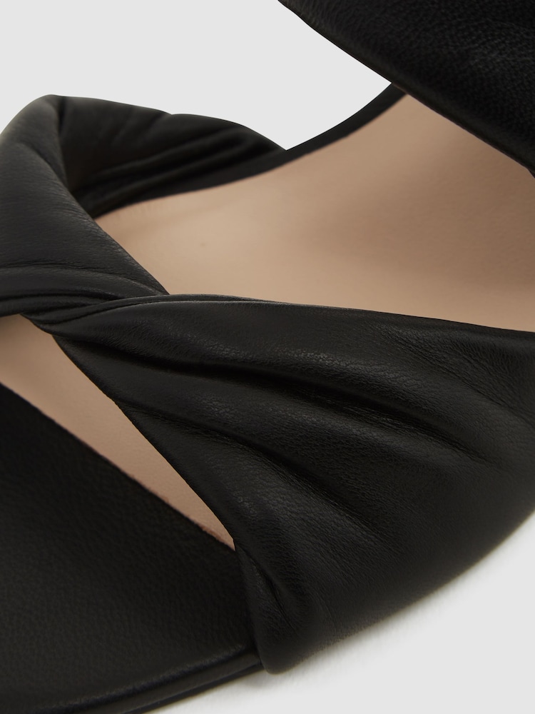 Reiss Black Eliza Slip on Leather Sandal Heels - Image 5 of 5
