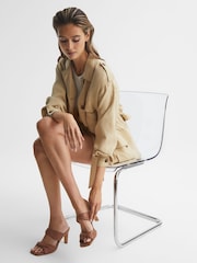 Reiss Tan Eliza Slip on Leather Sandal Heels - Image 2 of 6