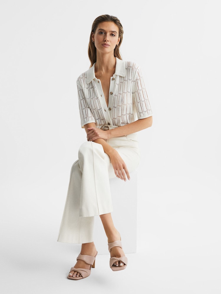 Reiss Nude Eliza Slip on Leather Sandal Heels - Image 2 of 5