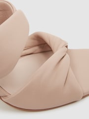 Reiss Nude Eliza Slip on Leather Sandal Heels - Image 5 of 5