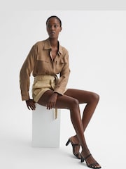 Reiss Black Emmy Leather Strappy Block Heels - Image 2 of 5