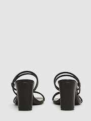 Reiss Black Emmy Leather Strappy Block Heels - Image 4 of 5