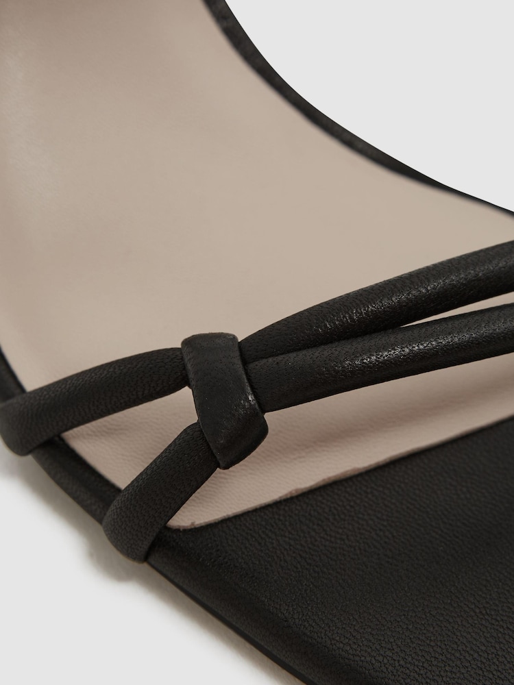 Reiss Black Emmy Leather Strappy Block Heels - Image 5 of 5