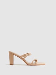 Reiss Almond Emmy Leather Strappy Block Heels - Image 1 of 5