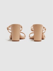 Reiss Almond Emmy Leather Strappy Block Heels - Image 4 of 5