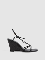 Reiss Black Daisey Strappy Wedge Heels - Image 1 of 5