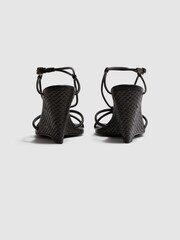 Reiss Black Daisey Strappy Wedge Heels - Image 4 of 5