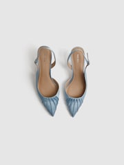 Reiss Blue Cecily Pointed Court Shoes - Image 3 of 6