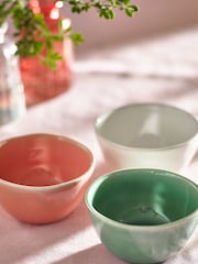 Nina Campbell Set of 3 White/Green/Coral Nibble Bowls - Image 1 of 4