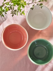 Nina Campbell Set of 3 White/Green/Coral Nibble Bowls - Image 2 of 4