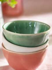 Nina Campbell Set of 3 White/Green/Coral Nibble Bowls - Image 3 of 4