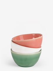 Nina Campbell Set of 3 White/Green/Coral Nibble Bowls - Image 4 of 4
