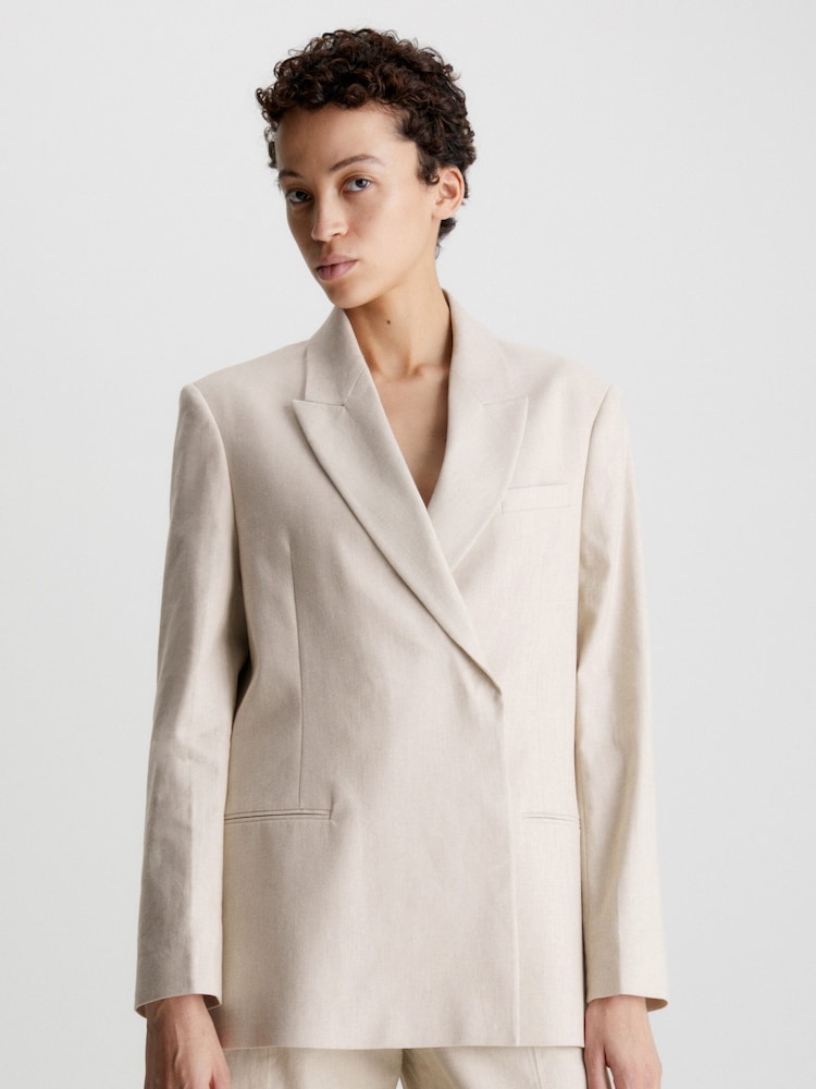 Calvin Klein Natural Linen Tailored Blazer - Image 1 of 5
