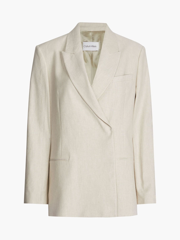 Calvin Klein Natural Linen Tailored Blazer - Image 5 of 5