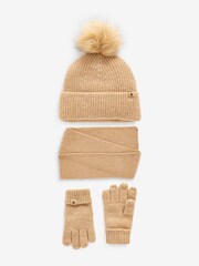 Camel Natural Hat, Gloves And Scarf Set (3-16yrs) - Image 1 of 5