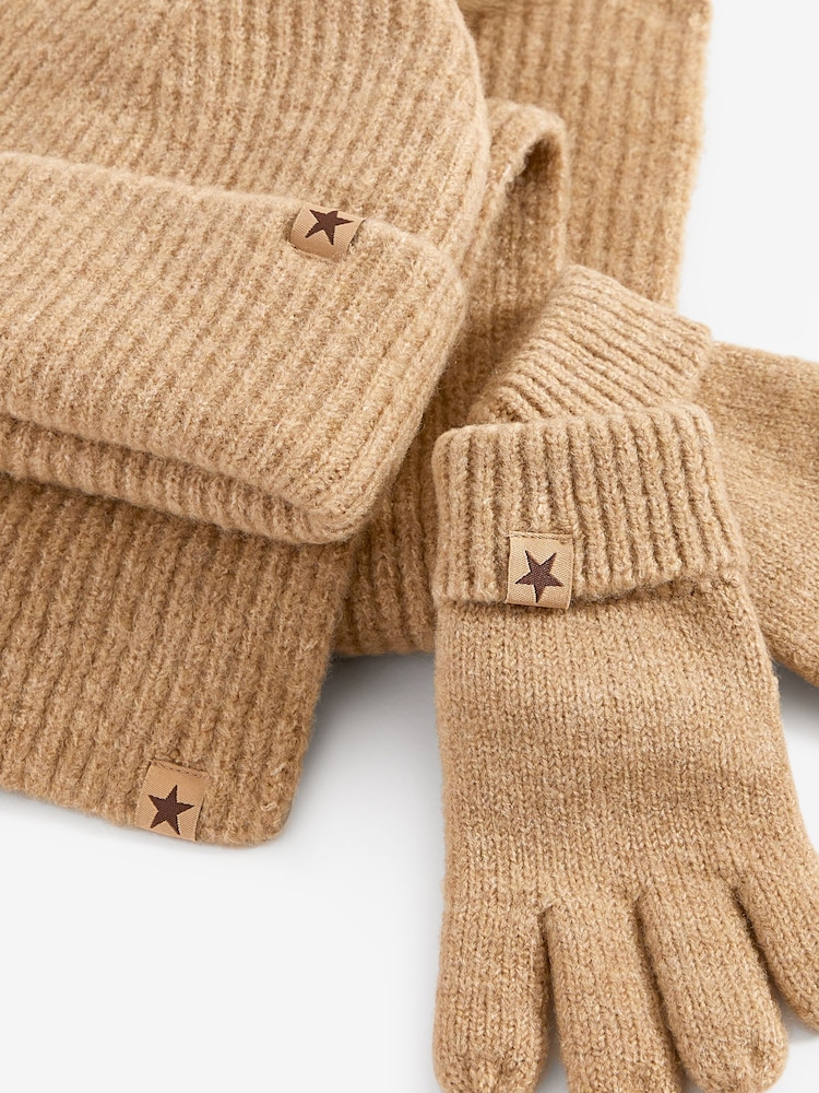 Camel Natural Hat, Gloves And Scarf Set (3-16yrs) - Image 5 of 5