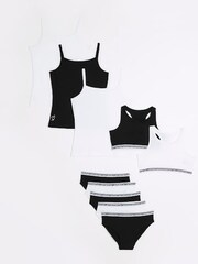 River Island Black Girls 100% Cotton Vest and Briefs Set 10 Pack - Image 2 of 10