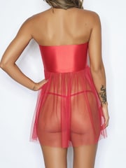 Ann Summers Red All Wrapped Up Satin Bow Dress - Image 2 of 3