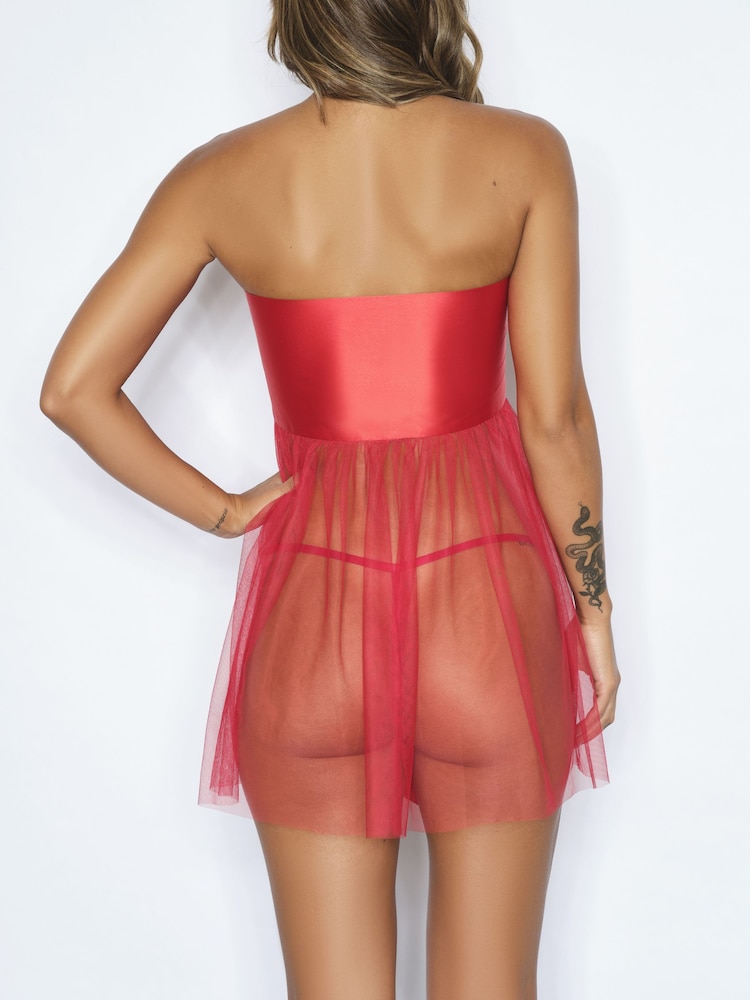 Ann Summers Red All Wrapped Up Satin Bow Dress - Image 2 of 3