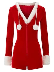 Ann Summers Red Christmas Sexy Santa Velvet Zip Through Body - Image 6 of 6