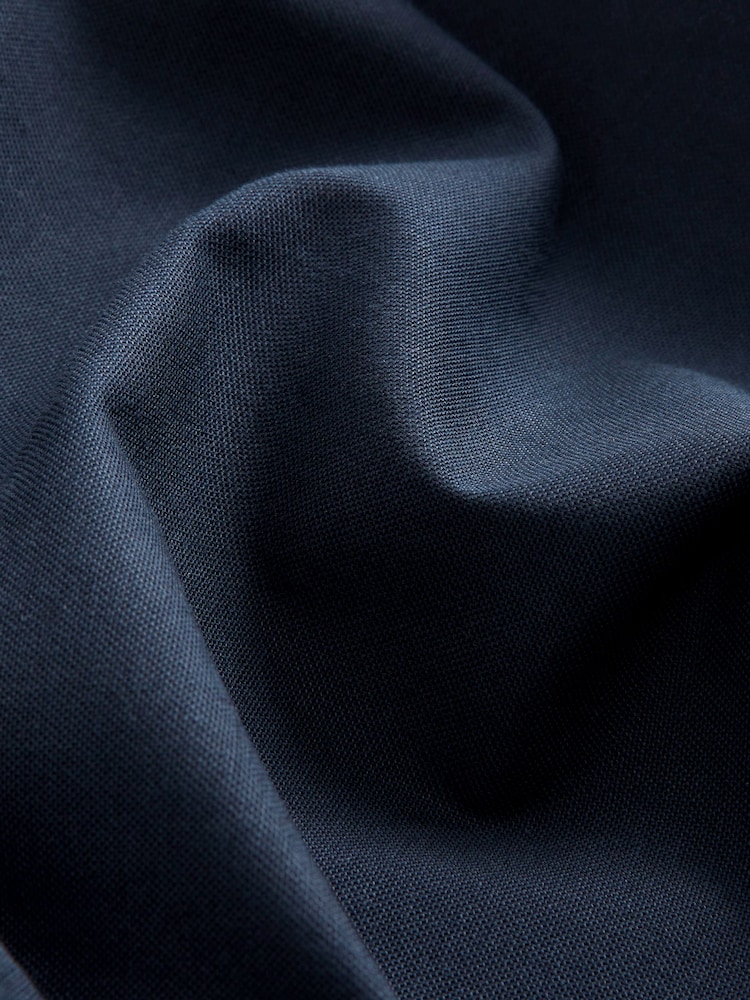 Navy Blue Slim Fit Stretch Oxford Short Sleeve Shirt - Image 7 of 7