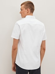 White Slim Fit Stretch Oxford Short Sleeve Shirt - Image 2 of 7