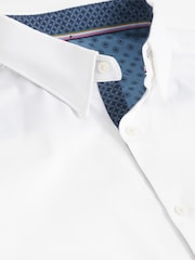 White Slim Fit Stretch Oxford Short Sleeve Shirt - Image 6 of 7