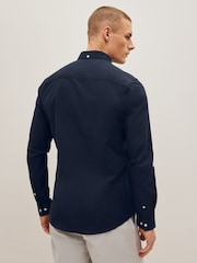 Navy Blue Slim Fit Stretch Oxford Long Sleeve Shirt - Image 2 of 6