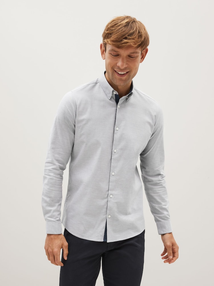 Светло-серый - Slim Fit Stretch Oxford Long Sleeve Shirt - Изображение 1 из 8 Светло-серый - Slim Fit Stretch Oxford Long Sleeve Shirt - Изображение 1 из 8