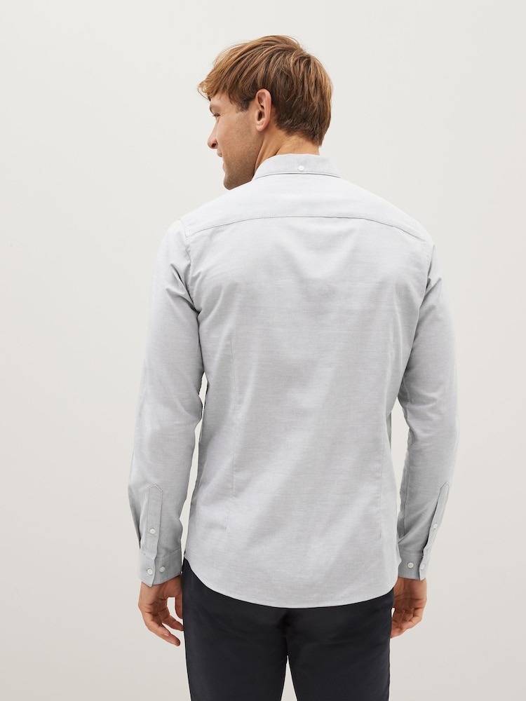 Светло-серый - Slim Fit Stretch Oxford Long Sleeve Shirt - Изображение 2 из 8 Светло-серый - Slim Fit Stretch Oxford Long Sleeve Shirt - Изображение 2 из 8