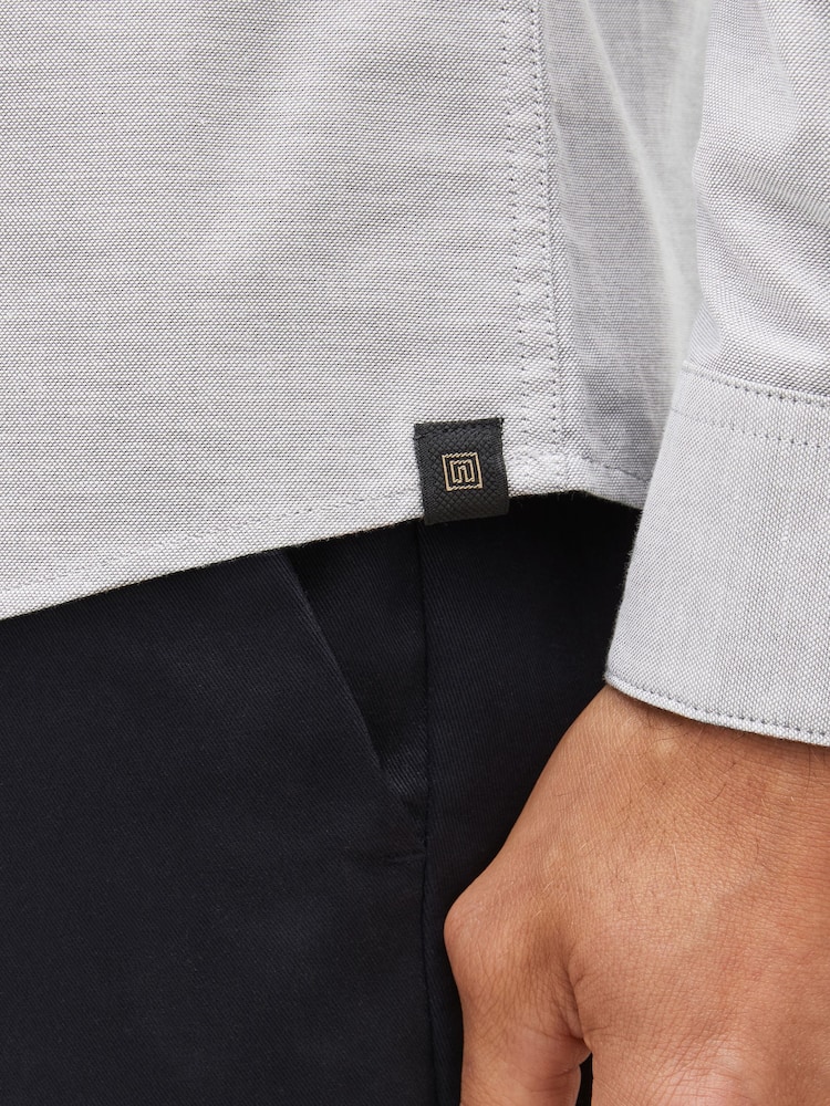 Gri deschis - Cămașă Croială slim fit Stretch Oxford cu mânecă lungă - Image 5 of 8