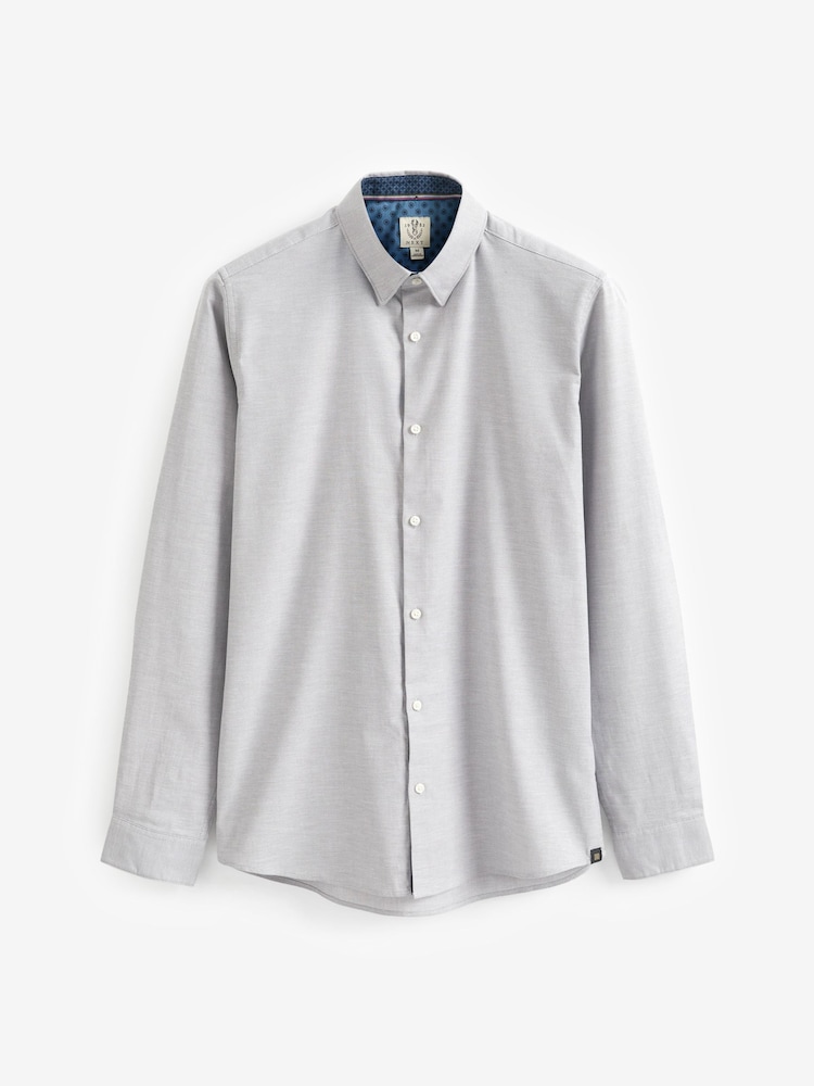 Gri deschis - Cămașă Croială slim fit Stretch Oxford cu mânecă lungă - Image 6 of 8