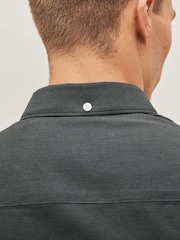 Charcoal Grey Slim Fit Stretch Oxford Short Sleeve Shirt - Image 5 of 9