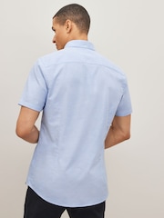 Light Blue Slim Fit Stretch Oxford Short Sleeve Shirt - Image 2 of 7