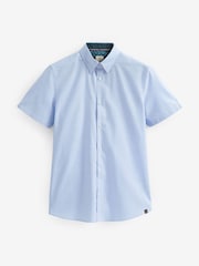 Light Blue Slim Fit Stretch Oxford Short Sleeve Shirt - Image 5 of 7