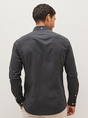 Charcoal Grey Slim Fit Stretch Oxford Long Sleeve Shirt - Image 2 of 7