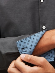 Charcoal Grey Slim Fit Stretch Oxford Long Sleeve Shirt - Image 4 of 7