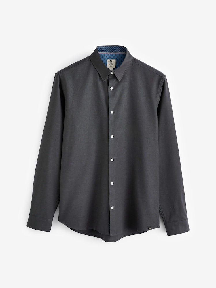 Gri cenuşiu - Cămașă Croială slim fit Stretch Oxford cu mânecă lungă - Image 5 of 7