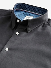 Charcoal Grey Slim Fit Stretch Oxford Long Sleeve Shirt - Image 6 of 7