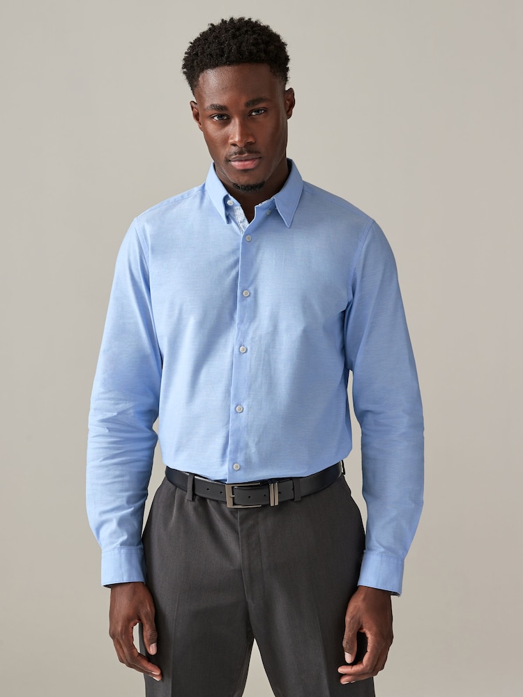Light Blue Slim Fit Stretch Oxford Long Sleeve Shirt - Image 1 of 7 Light Blue Slim Fit Stretch Oxford Long Sleeve Shirt - Image 1 of 7