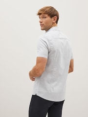 Light Grey Slim Fit Stretch Oxford Short Sleeve Shirt - Image 2 of 8