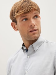 Light Grey Slim Fit Stretch Oxford Short Sleeve Shirt - Image 3 of 8