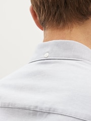 Light Grey Slim Fit Stretch Oxford Short Sleeve Shirt - Image 4 of 8
