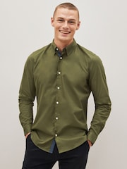 Green Stretch Oxford Long Sleeve Shirt - Image 1 of 7